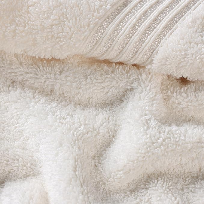 Superior Egyptian Cotton 6-Piece Towel Set, Bathroom Essentials, Towels For Bathroom, Apartment, Airbnb, Guest Bath, Face, Hand, Bath Towels, Washcloths, Absorbent, Fast Drying, Ivory