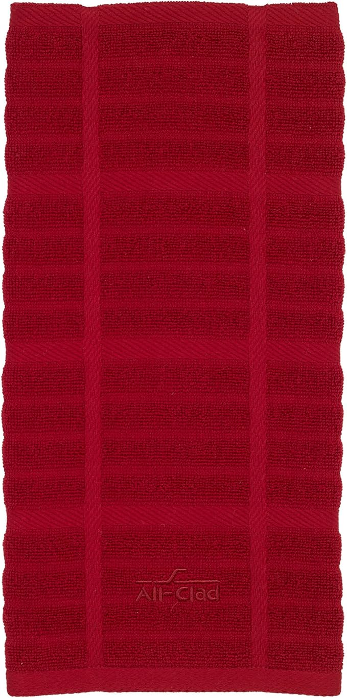 All-Clad Solid Kitchen Towel: Highly Absorbent, Super Soft Long Lasting - 100% Cotton, 17"x30" Tea Towel for Cleaning & Drying Dishes, Pans, Glassware, or Countertops, (1-Pack), Chili