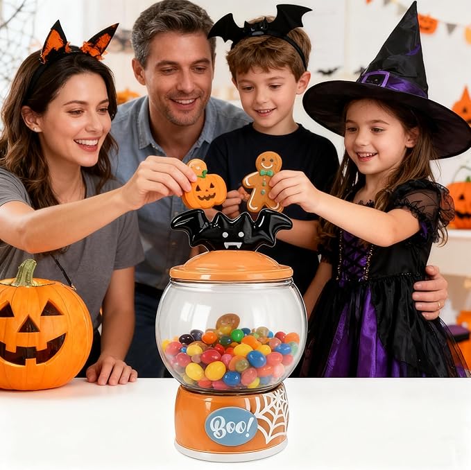 54oz food storage jar with round Transparent glass pantry, lid with handle, personalized hand-painted personalized pattern ceramic base, glass storage for candy,cookie,Butter,espresso,Spices,shells