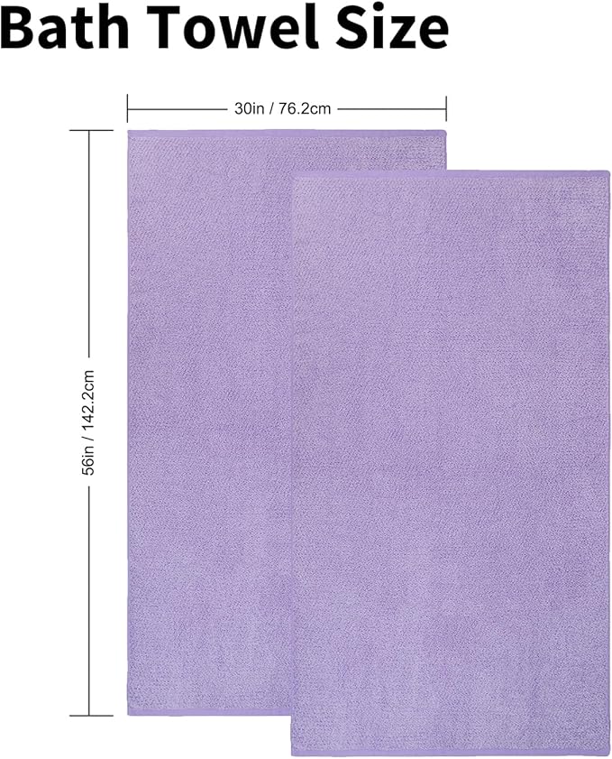 Everplush Diamond Collection Oversized Bath Towel – 2 Pieces, Super Soft & Highly Absorbent, Quick-Drying & Extra Large. Perfect for Bathroom, Pool, Swimming Use(Lavender, 30" x 56" 2PK)