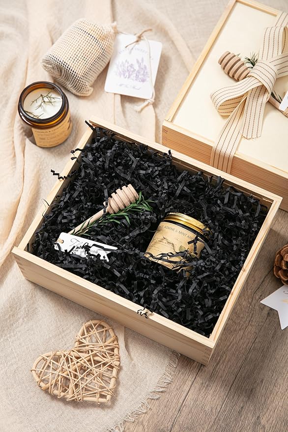 Mefleet 2 LB Crinkle Cut Paper Shred Filler Black Crinkle Shredded Paper for Gift Box - Gift Basket Bag Filler - Grass Cushion Stuffing for Valentine's Day Halloween Holiday Packaging Wrapping