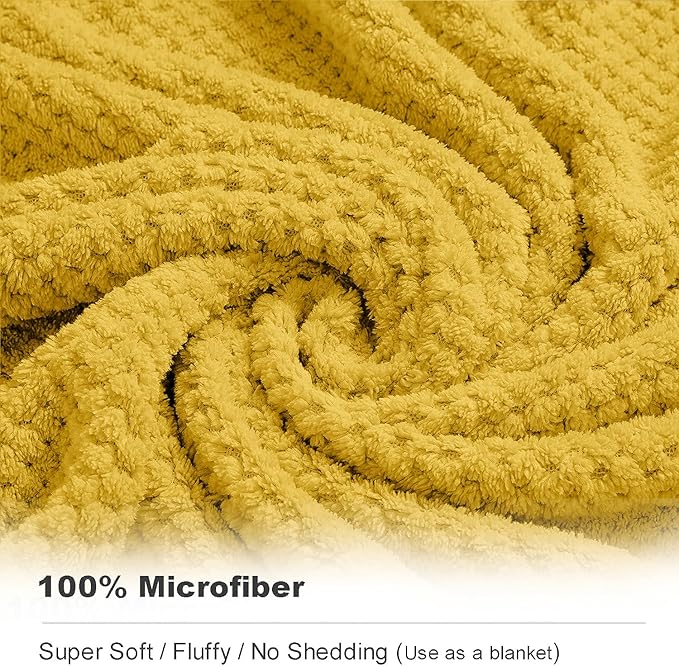 8-Piece Bath Towel Set, 2 Extra Large Bath Towel Sheets, 2 Hand Towels and 4 Washcloths - Highly Absorbent Quick Dry Microfiber,Ultra Soft Towel Set for Bathroom Waffle Weave, Pack of 8 (Sweet Yellow)