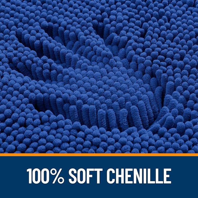 OLANLY Bathroom Rugs 59x24, Extra Soft Absorbent Chenille Bath Rugs, Rubber Backing Quick Dry, Machine Washable Bath Mats for Bathroom Floor, Tub and Shower, Home Decor Accessories, Royal Blue