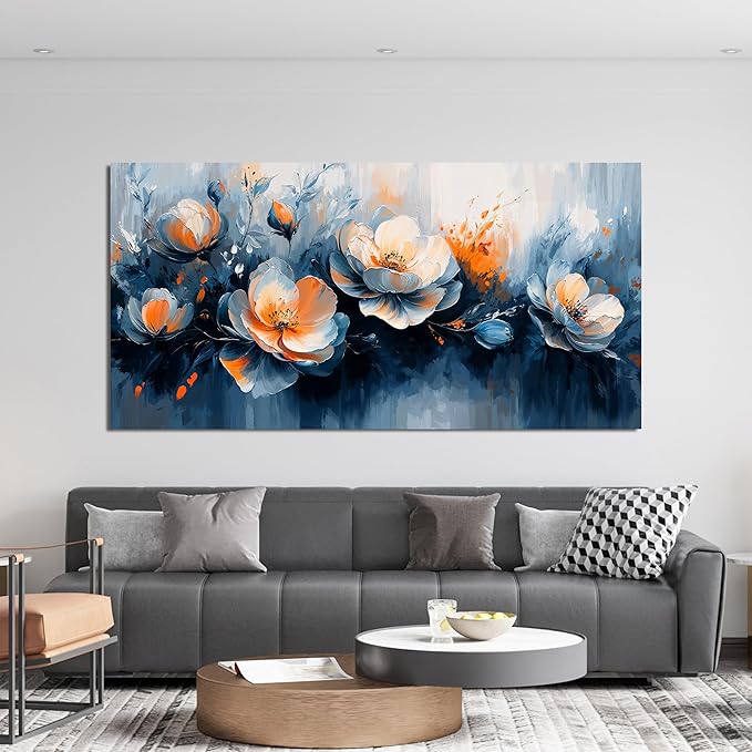 KUPTEU Canvas Wall Art Decor Wall Art Pictures for Living Room Artwork for Walls Large White Flowers Wall Art Prints Canvas Art Wall Decor Vintage Botanical Wall Art Bedroom Home Decor 24" X 48"