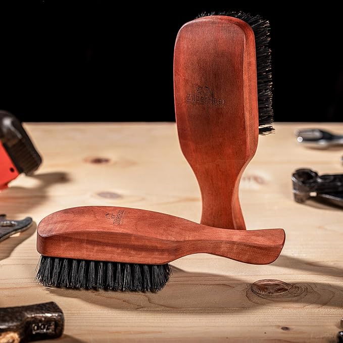 ZilberHaar Major Hair & Beard Brush for Men - Boar Bristles and Pearwood - All Beard and Hair Types - Made in Europe - Stiff Bristles