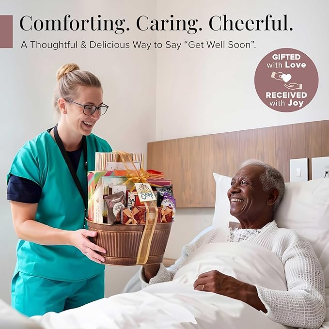 Get Well Basket – Care Package with Gourmet Snacks for Women & Men, After Surgery Gifts, Thinking of You Treats, Feel Better Sweets, Gift Box by Broadway Basketeers
