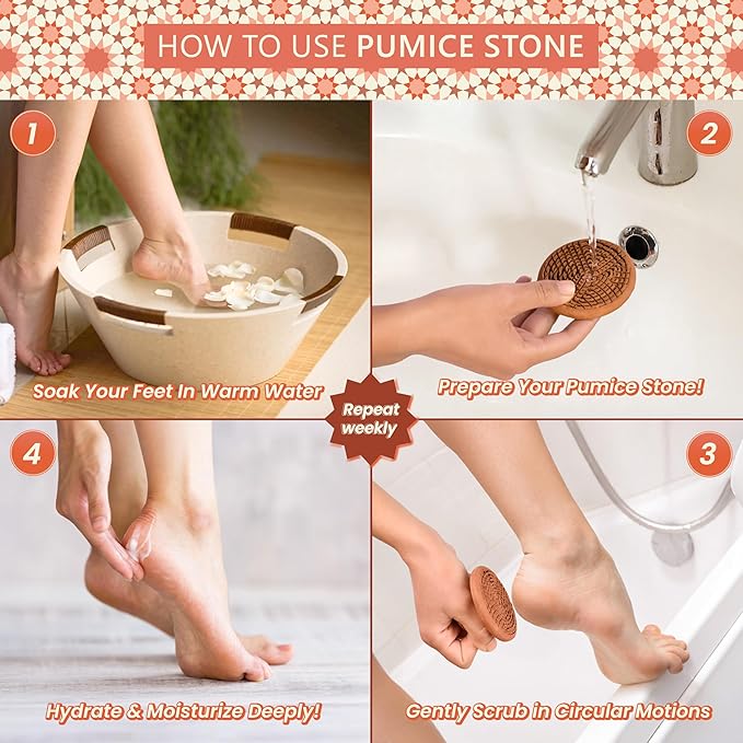 Natural Terracotta Pumice Stone for Feet – Handcrafted Foot Scrubber & Callus Remover with Gentle Exfoliation and Ergonomic Design for Smooth, Soft & Refreshed Feet – for a Spa-Like Pedicure