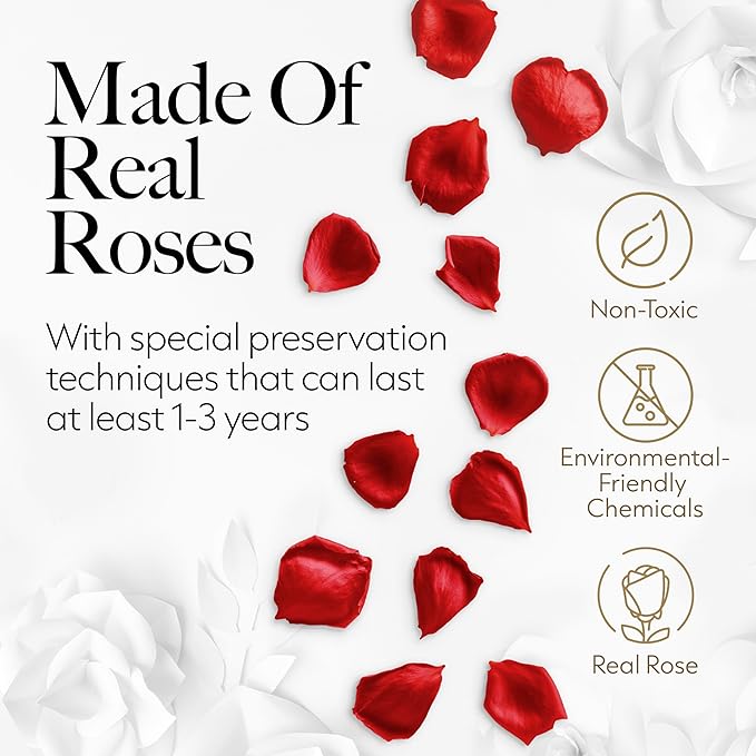 GLAMOUR BOUTIQUE 50 Flower Forever Heart Shape Box - Preserved Roses Gift for Her, Preserved Flowers, Red