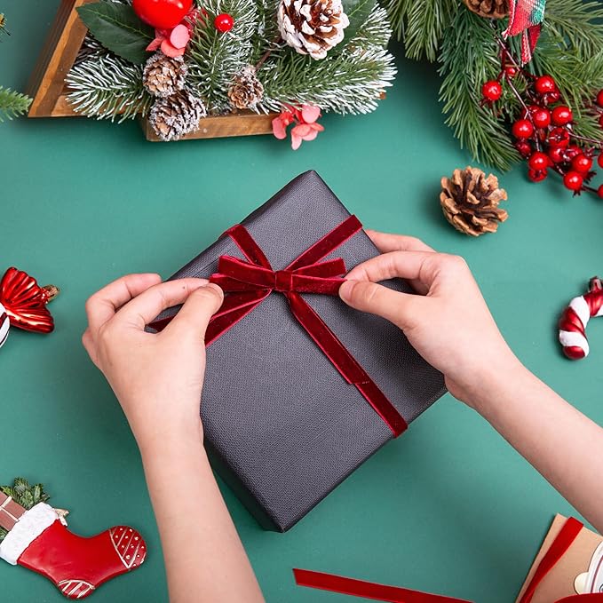 Vintage Burgundy Velvet Ribbon, 3/8 Inch X 25Yd