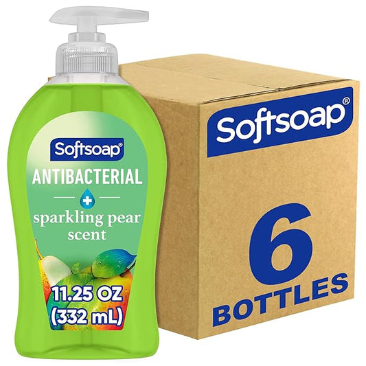 Softsoap Antibacterial Liquid Hand Soap, Gentle Clean, Sparkling Pear Scent Hand Soap, 11.25 Ounce, 6 Pack