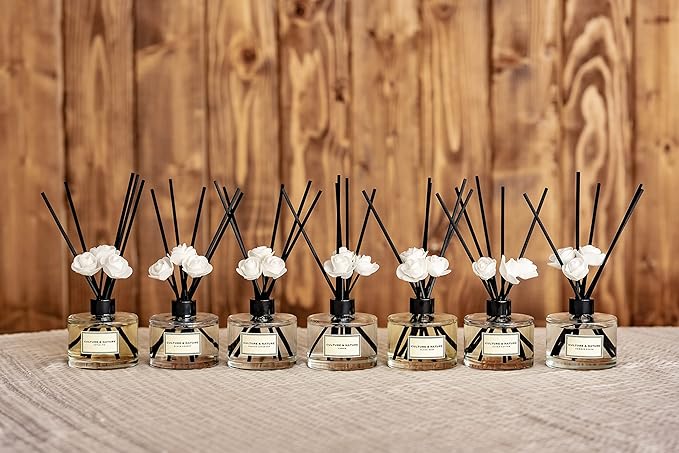 CULTURE & NATURE Reed Diffuser Set 6.7oz (200ml) Lily of The Valley Scented Diffuser with Sticks Home Fragrance Reed Diffuser for Bathroom Shelf Decor