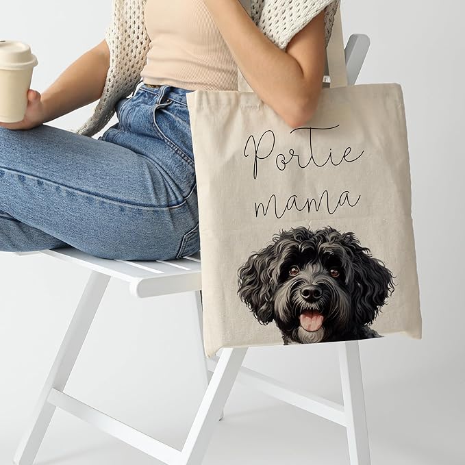 Dog Mama Tote Bag – Cute Dog Lover Canvas Bag, Reusable Shopping Shoulder Bag for Women, Pet Mom Gift,