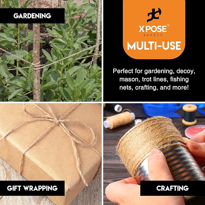 Jute Twine - 2 Ply Brown Roll 338 Feet Natural Jute String for Crafts, Packaging, Wrapping, Decorative Rope Cord for Hanging Ornaments