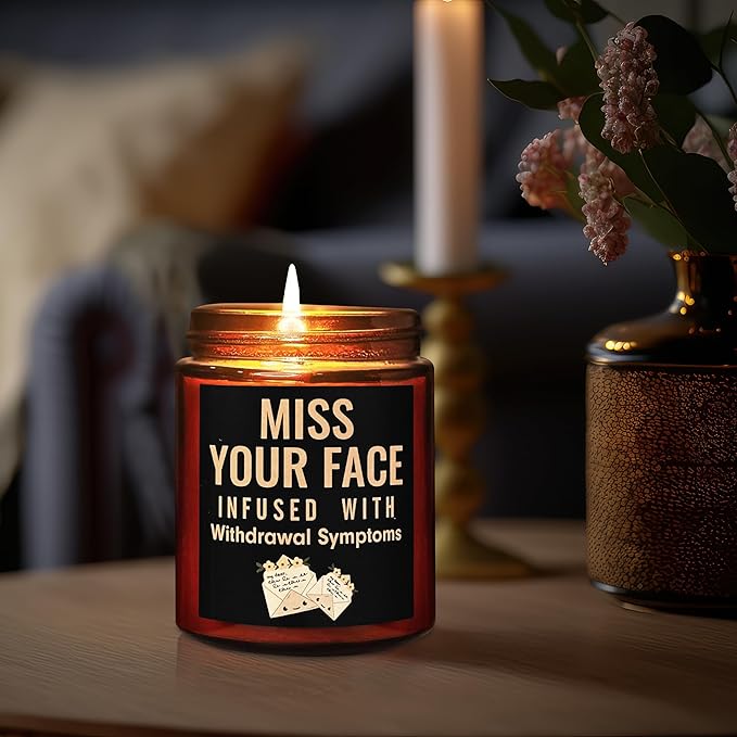 Funny Friend Gifts for Women Men - Miss Your Face Candle for Her Him - Fun Birthday, Friendship, Relaxing Gift - Tropical Coconut Soy Candle for Home - Gift for Sister Bestie BFF Girlfriend