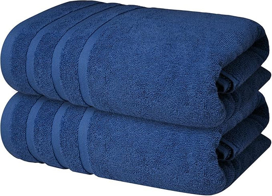 Infinitee Xclusives 100% Cotton Luxury Bath Towels Set of 2 (27x54 Inches) (Tranquil Navy, Bath Towels - Pack 2)