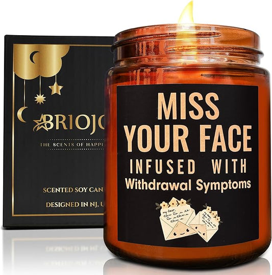 Funny Friend Gifts for Women Men - Miss Your Face Candle for Her Him - Fun Birthday, Friendship, Relaxing Gift - Tropical Coconut Soy Candle for Home - Gift for Sister Bestie BFF Girlfriend