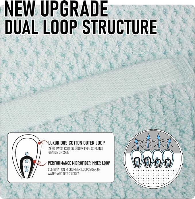 Everplush Diamond Jacquard 6 Pieces Bath Towel Set, Luxury Super Soft Oversized Towels, Highly Absorbent Diamond Jacquard Quick Dry Bath Towel for Bathroom Spearmint