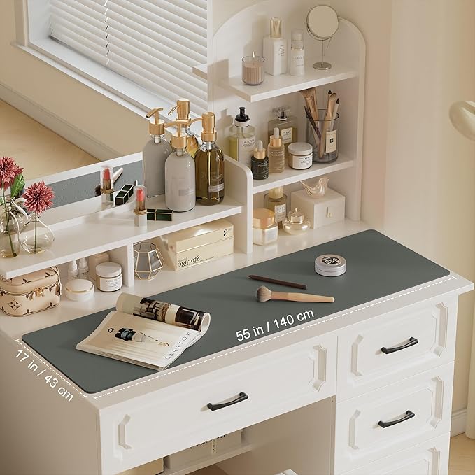 Aothia Leather Desk Pad Protector, Office Desk Mat, Large Mouse Pad, Laptop Desk Pad, Non-Slip PU Leather Desk Blotter, Waterproof Desk Writing Pad for Office and Home (Jungle Green, 55" x 17")