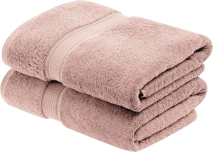BLUENILEMILLS Madison Egyptian Cotton Bath Towels, Towel Set for Bathroom, Shower, Hotel, Plush, 900 GSM, Highly Absorbent and Ultra-Soft Towels, Bath Essentials, Towels, Set of 2, Muted Mauve