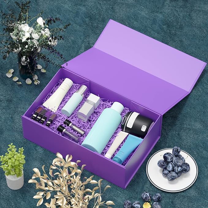 5 Pack Purple Gift Box, 9.5x6x3'' Gift box for Presents with Lids Magnetic Closure Rectangle Collapsible for Bridesmaid Proposal Box, Wedding, Christmas, Halloween, Birthday Gift Packging