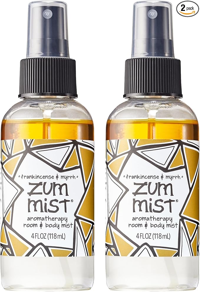 Indigo Wild Zum Mist Room & Body Spray - Aromatherapy Essential Oil Spray - Natural Body Mist & Room Spray - Frankincense & Myrrh Scent - 4 fl oz (2 Pack)