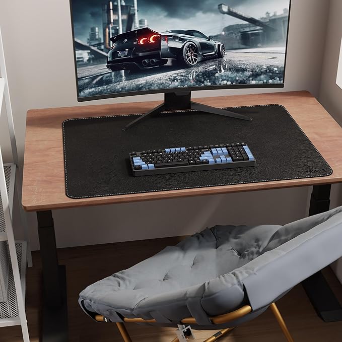 CENNBIE 35.5" x 23.6" Black Leather Desk Mat, Non-Slip Waterproof Extra Wide Desk Pad Protector,Computer Mouse Pad for Office Home