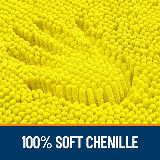 OLANLY Bathroom Rugs 36x24, Extra Soft Absorbent Chenille Bath Rugs, Rubber Backing Quick Dry, Machine Washable Bath Mats for Bathroom Floor, Tub and Shower, Home Decor Accessories, Lemon Yellow