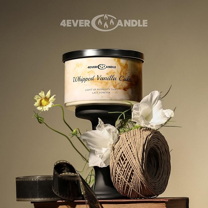 Whipped Vanilla Cake Scented Candles, 18oz Soy Candles Non Toxic 4-Wick Large Candle Jars, Over 50 Hours of Burning Time, Ideal for Gifting, Events, Home Decor