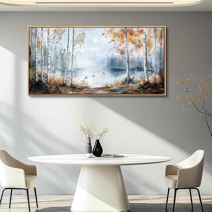 QIYILEXWART Canvas Wall Art For Living Room Wall Decor For Bedroom Office Wall Decoration Birch Forest Landscape Painting Farmhouse Pictures Artwork Room Aesthetic Home Decor 20x40 In