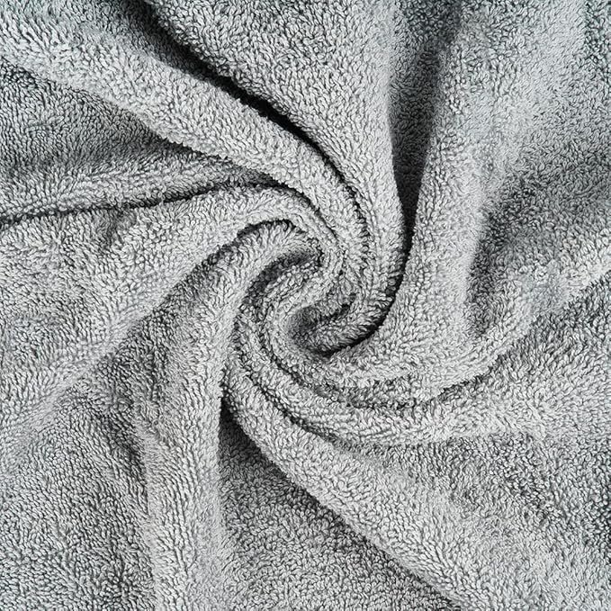 CASA COPENHAGEN Solitaire Mix 6 Pieces Towel Set- White + Grey Violet, 600 GSM 2Bath Towel 2Hand Towel 2Washcloth, Designed in Denmark Made of Soft Egyptian Cotton for Bathroom, Kitchen & Shower