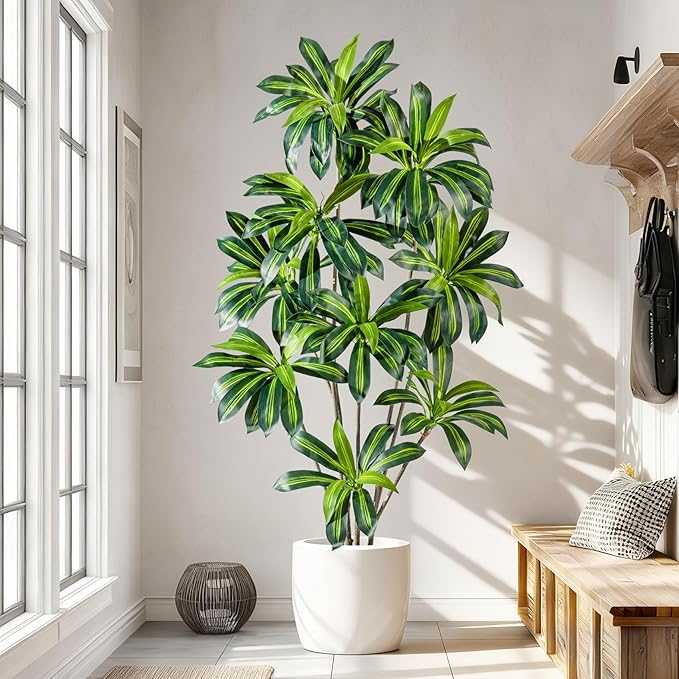 Artificial Dracaena Plant 7FT - Realistic Fake Dracaena Tree Tall Large Faux Silk Plants Fake Floor Potted Artificial Plants for Home Decor, Office Plants