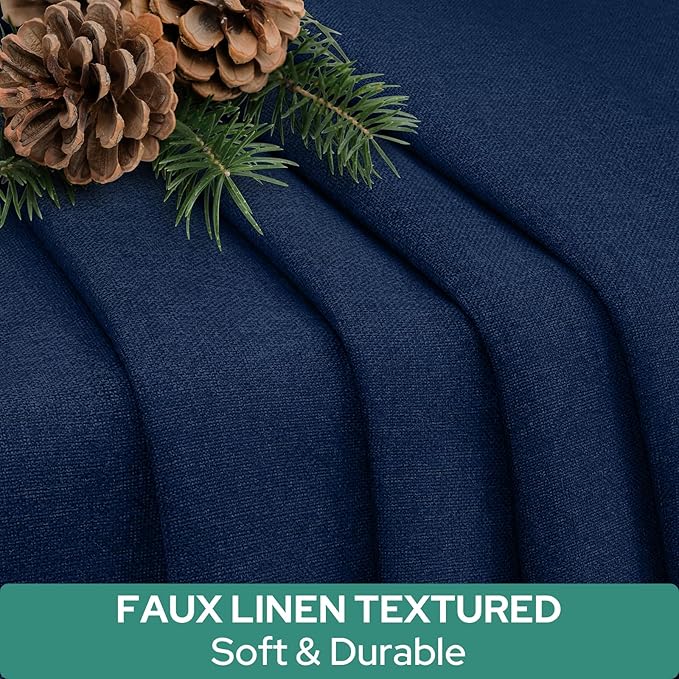 HOMEIDEAS 100% Linen Blackout Sidelight Curtains for Front Door, Side Door Window Curtains, Small Window,Thermal Insulated Covering, 1 Panel, W12 X L40 Inch, Navy