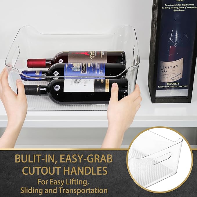 Tiawudi 4 Pack Plastic Storage Bins, Extra Large Pantry Organizer, 13.5" x 10" Clear Storage Containers and Organizer Bins, Multi-Use Bins for Home, Kitchen, Closet and Cabinet