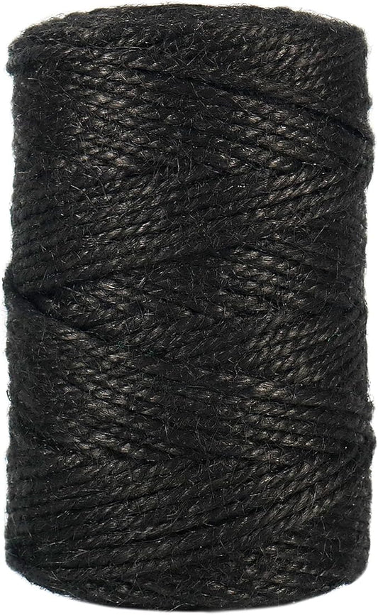 328 Feet 3mm Thick Natural Jute Twine, 3Ply Black Garden Twine Heavy Duty Industrial Packing Materials String Wrapping, Arts, and Crafts