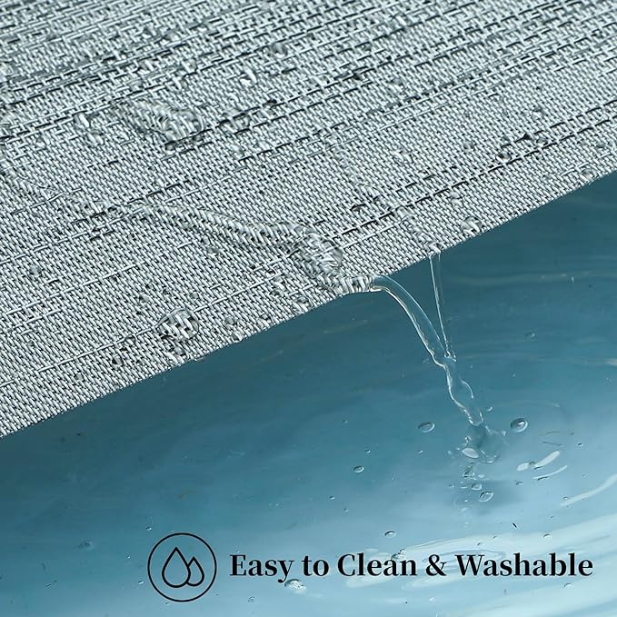 Leetaltree Grey Placemats, Heat Resistant Non-Slip Place mats for Dining Table, Washable Durable PVC Vinyl Woven Table Mats (Set of 4)