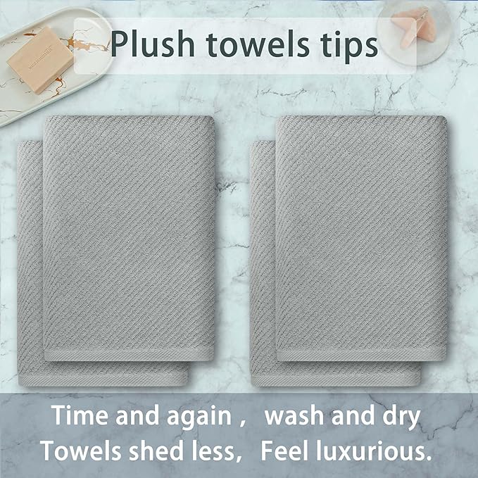 VOOVA & MOVAS Grey Bath Towels, Large 30" x 56" - 100% Cotton | Quick Dry | Light Weight | Thick | Soft | Absorbent, Bath Towels Set for Bathroom, Luxury Shower Towel, Towel Gift Set, Gray