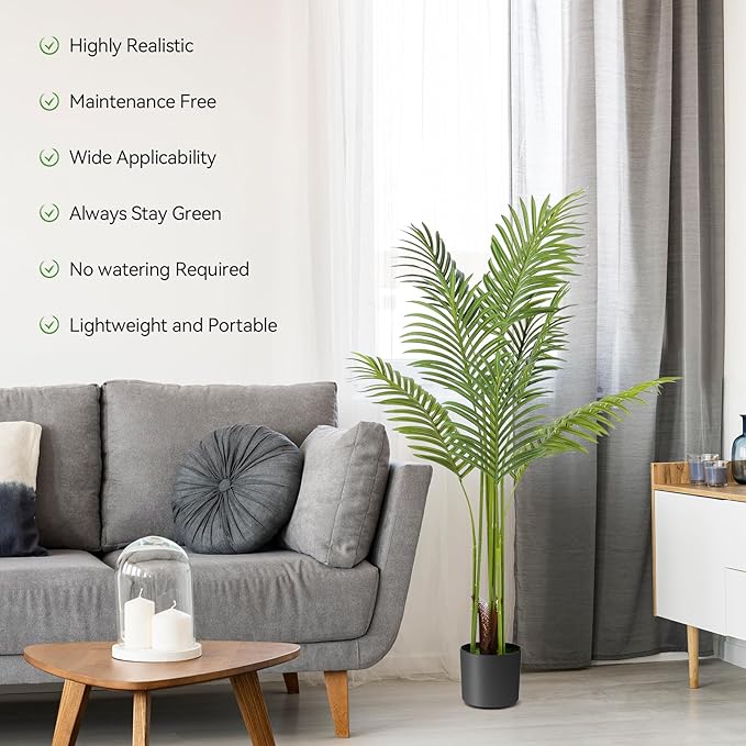 Artificial Bird of Paradise Plant Fake Tropical Palm Tree for Indoor Outdoor, Perfect Faux Plants for Home Garden Office Store Decoration (Palm Tree 120cm)