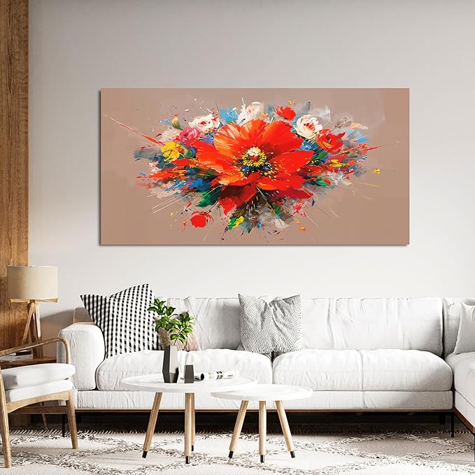 Canvas Wall Art Decor Modern Botanical Wall Art Decorations Wall Art Pictures for Living Room Canvas Art Wall Decor Colorful Flowers Wall Art Prints Artwork for Walls Bederoom Office Home Decor 20" X 40"