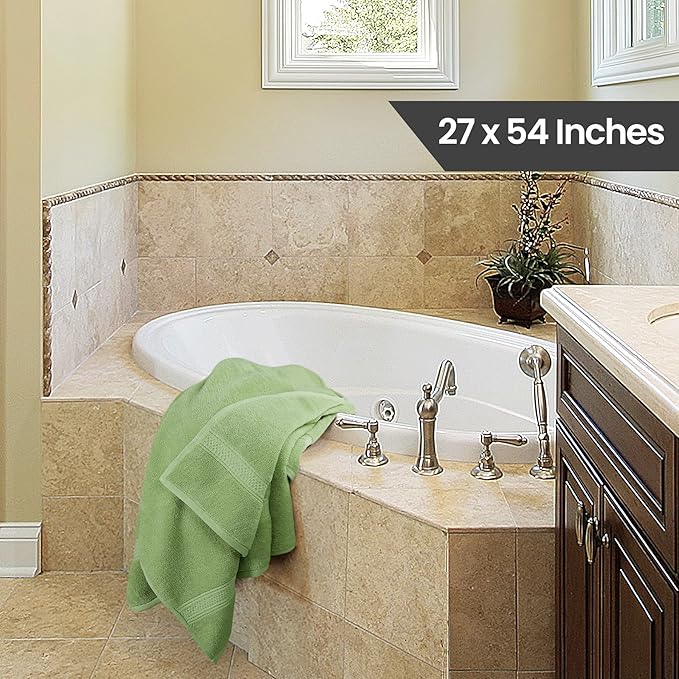 Utopia Towels 4 Pack Premium Bath Towels Set, 27 by 54 Inches, 100% Ring Spun Cotton 600GSM, Lightweight and Highly Absorbent Quick Drying Towels, Perfect for Daily Use, Sage Green