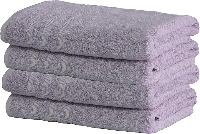Mosobam Luxury Turkish Set of 4 Bath Towels 30X58 Lavender Aura Oversize 700 GSM Bamboo Viscose & Aegean Turkish Combed Cotton