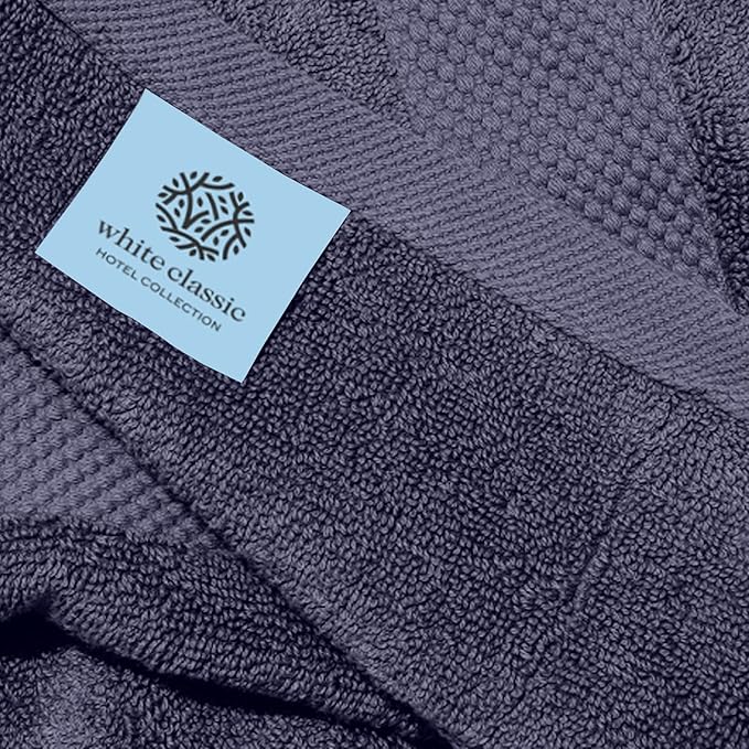 White Classic Luxury Navy Blue Hand Towels - Soft 100% Turkish Cotton | Highly Absorbent Hotel spa Bathroom Towel Collection | 16x30 Inch | Set of 6