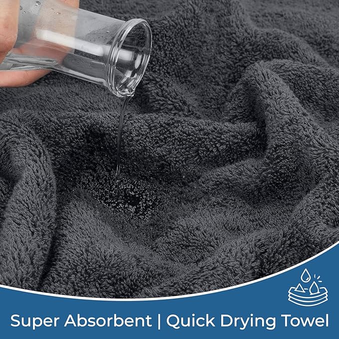 DAN RIVER 100% Ring Spun Cotton 3-Piece Towel Set, Dark Gray, Bath Towel, Hand Towel and Washcloths, 550 GSM - Soft, Absorbent Quick Dry Cotton Towels for Bathroom, Spa, and Gym