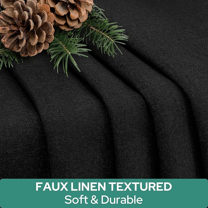 HOMEIDEAS 100% Linen Blackout French Door Curtains, Privacy Door Window Curtains, 26 X 68 Inch Room Darkening Blinds, Thermal Insulated Shades for Bedroom, 1 Panel, Black