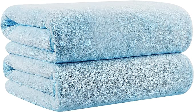 Orighty 2-Pack Microfiber Bath Towels (27'' x 54'') - Soft, Absorbent, Quick-Drying, Blue