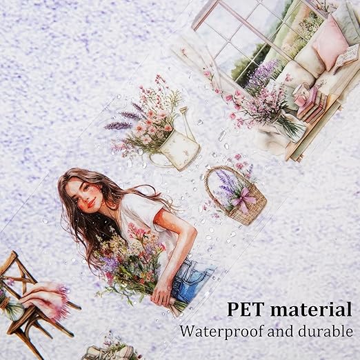 Spring Garden PET Tape Set, 3 Rolls Pre-Cut Wildflower Stickers for Scrapbooking, Journaling, DIY Crafts, and Collage Art (30 mm/50 mm/55 mm)