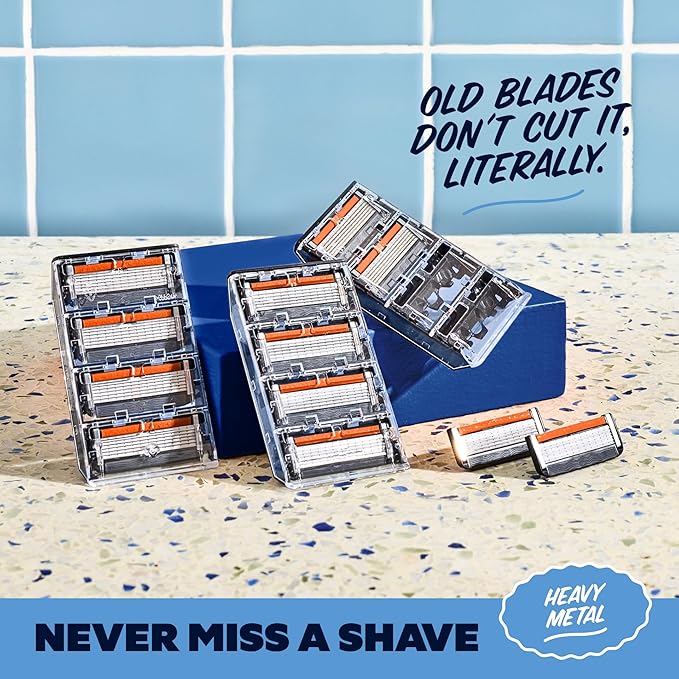 Dollar Shave Club | Heavy Metal Handle Shave Set with Razor Cover | 2 Extra Close Refill Cartridges, 1 Heavy Metal Handle, 1 Razor Cover, Razors for Men