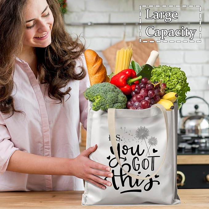 Inspirational Tote Bag, You Got This Motivational Canvas Tote Bags, Positive Affirmation Gifts for Women, Mental Health Gifts Reusable Grocery Shopping Bags