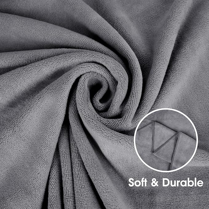 JML Microfiber Bath Towel 2 Pack(30" x 60"), Oversized Thick Towels, Soft, Super Absorbent and Fast Drying, No Fading Multipurpose Use for Sports, Travel, Fitness, Yoga, 30 in 60 in, Grey Count