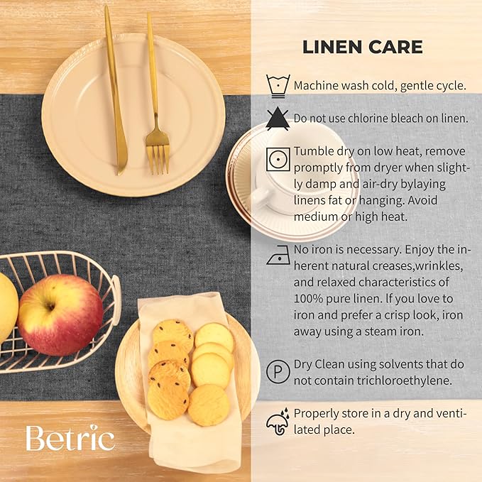 Small Coffee Farmhouse Table Runner for Fall, Thanksgiving, Christmas, and Winter - Athena - 100% Pure Linen - 14 x 36 Inches - Charcoal Grey