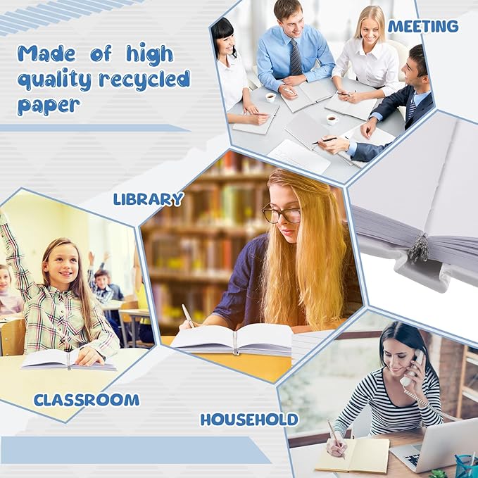 Henoyso 16 Pcs A5 Blank Notebooks Journals Bulk 100 Sheets/200 Pages Unlined Craft Notebooks Kraft Sketchbooks Hardcover for Writing Drawing for Gifts Students School Office, 8.3 x 5.7 in (White)